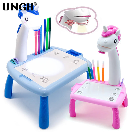 Children’s LED Projector Painting Table – Educational Drawing Desk with Paint Tools