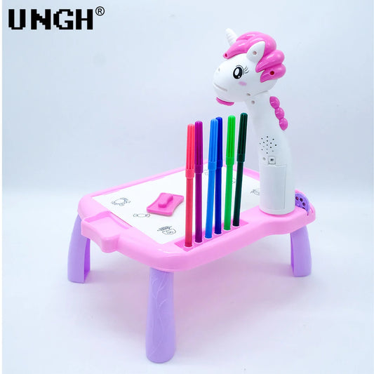 Children’s LED Projector Painting Table – Educational Drawing Desk with Paint Tools