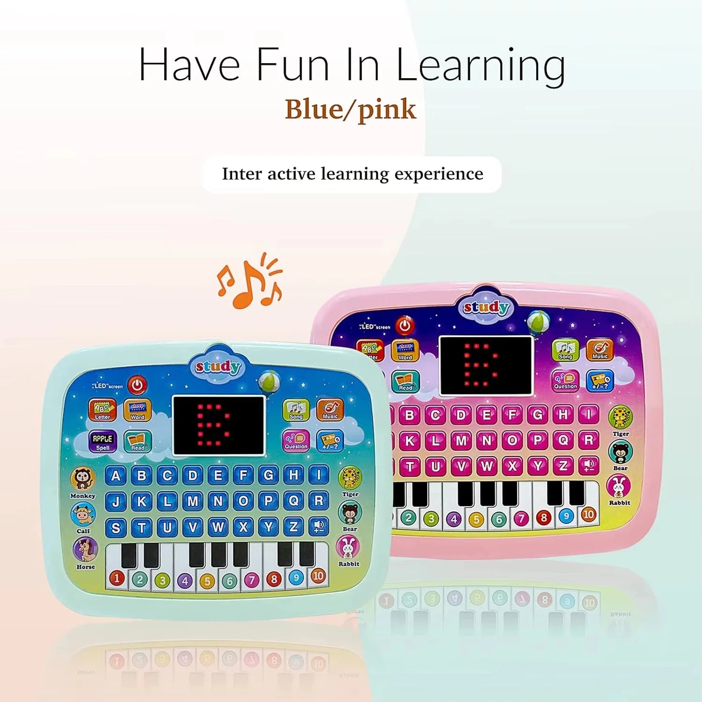 Kids’ Early Learning Tablet Toy with LED Screen – Educational Music & Alphabet Machine (3+ Years)