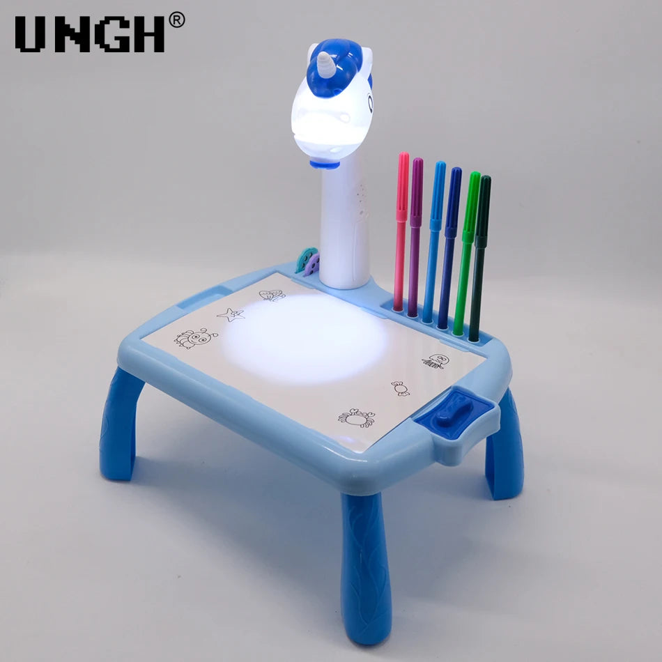 Children’s LED Projector Painting Table – Educational Drawing Desk with Paint Tools