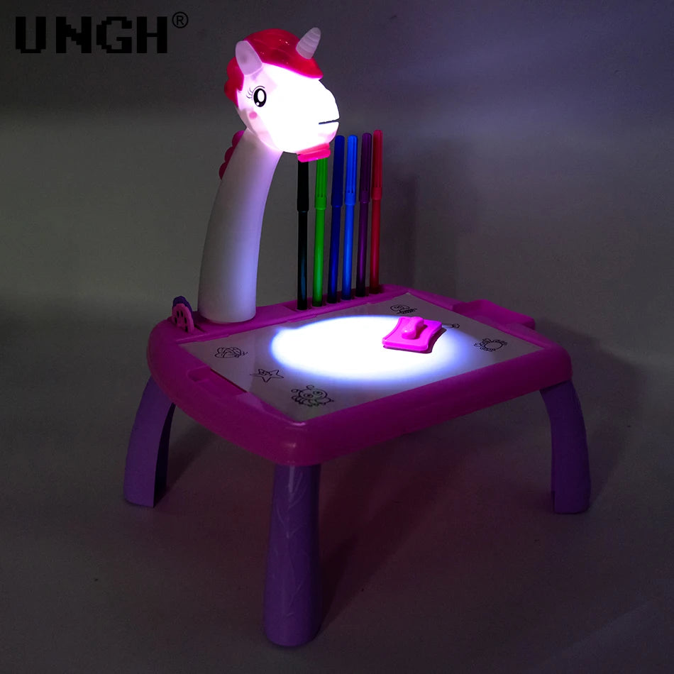 Children’s LED Projector Painting Table – Educational Drawing Desk with Paint Tools