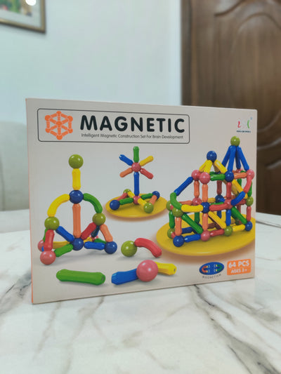 64 Pcs Magnetic Sticks & Balls Building Blocks – Creative STEM Toy for Kids