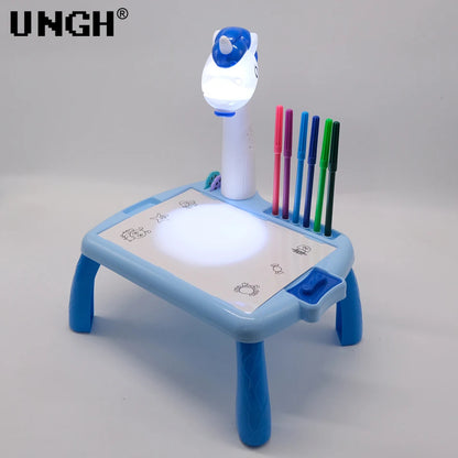 Children’s LED Projector Painting Table – Educational Drawing Desk with Paint Tools