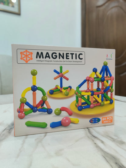64 Pcs Magnetic Sticks & Balls Building Blocks – Creative STEM Toy for Kids