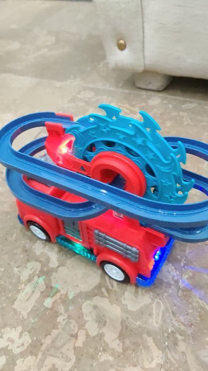 🚒 Fire Rail Truck with Ducks – Musical Light-Up Toy Car with Track & Ducklings (3+ Years)